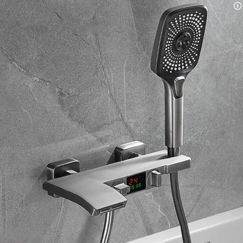פליז אמבטיה ברז מפל ברזים לאמבטיה תצוגה דיגיטלית ברז אמבטיה מקלחת ברז מקלחת Systerm אמבטיה המיקסר.