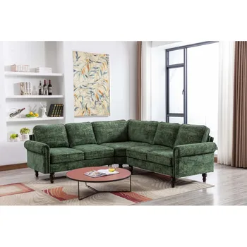 המודרני מראה פשוט מבטא הספה, בסלון ספה ספה פינתית, רגלי עץ, יציב ועמיד, קל להרכיב, ברקת