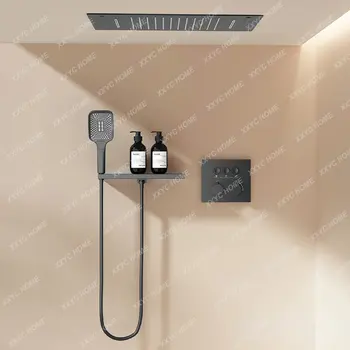 חדר מקלחת מערכת פשוטה קיר רכוב עיצוב פליז thermostatic 3 פונקציה מפל מים לשקע מקלחת