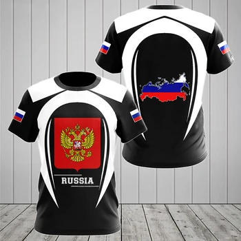 רוסיה החולצות של גברים מזדמנים רופף סביב צווארו רוסי דגל קצר שרוול חולצות Tees בגדי גברים מנופחים חולצה אופנת רחוב