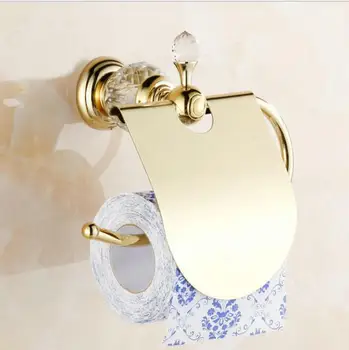 קריסטל פליז זהב תיבת נייר גליל בעל טואלט זהב מחזיק נייר טישו תיבת אמבטיה אביזרי אמבטיה חומרה