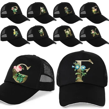 אופנה מכתב כובע בייסבול נשים גברים הפרח מכתב לנשימה היפ הופ כובעי קיץ מזדמן רשת כובעי יוניסקס Snapback כובעי