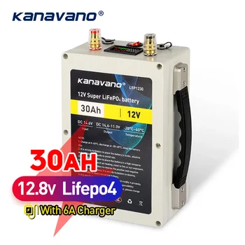 Kanavano 12V עמוק מחזור 12.8 V 30Ah LiFePO4 הסוללה נטענת מובנה עם BMS הגנה עם 6A האיחוד האירופי/ארה 