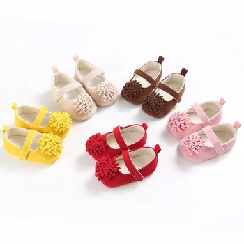 בייבי בנות פרח מוצק צבע הנעליים הראשונה מהלכים רך הבלעדי אנטי-דלג פעוטות תינוקות נעליים מזדמנים