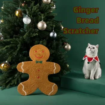 חג המולד חתול מגרד Man Gingerbread סיסל מחצלת החתול להשחיז ציפורניים לחיות מחמד מתנת חג המולד עץ חג המולד תלוי שטיח
