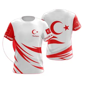 טורקית החולצות של גברים אופנה שרוול קצר חולצות הדגל הטורקי להדפיס חולצות קיץ צוואר עגול גדול בגדי גברים Camisa