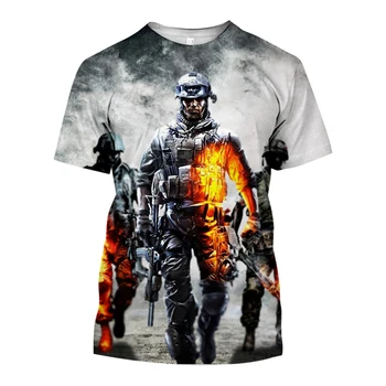 3D להדפיס חולצה לגברים call Of Duty FPS משחק יריות גדול שרוול קצר חולצות אופנה O-צוואר קט מלחמה בסגנון אופנת רחוב