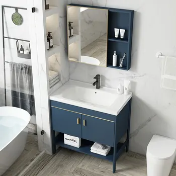 קומה-סוג כיור ארון שילוב Alumimum אמבטיה כיור דירה קטנה ארון אמבטיה כיור הבריכה פשוטה