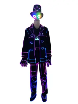חדש טרון תחפושת Cosplay סיב אופטי תלבושת להאיר את בגדי דיסקו DJ מופע מחול בגדים