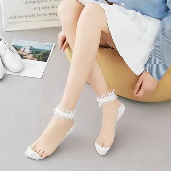 אביב&קיץ&סתיו כותנה אופנה של אישה גרבי תחרה חמודה בסגנון קוריאני גרביים בלבן E בחורה אסתטית צבע נשית Sokken