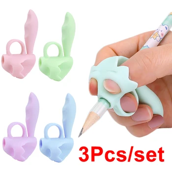 3Pcs ילדים כתיבת יציבה מחזיק עט סיליקון רך עיפרון בעל לילדים למידה סיוע אחיזה יציבה תיקון מכשירי כתיבה