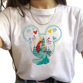 מזדמן סרט מצויר של דיסני הנסיכה בת הים ילדה מקסימום מיקי מאוס חולצות אופנה דיסנילנד בגדים Harajuku חולצה חולצות נשים