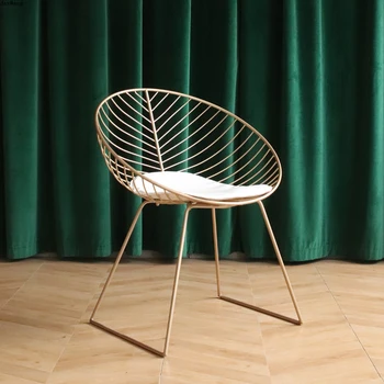 נורדי הסלון כיסא ברזל יצוק כיסא זהב משענת פשוטה מקורית אחת כורסה משק הבית ריהוט סלון כסאות