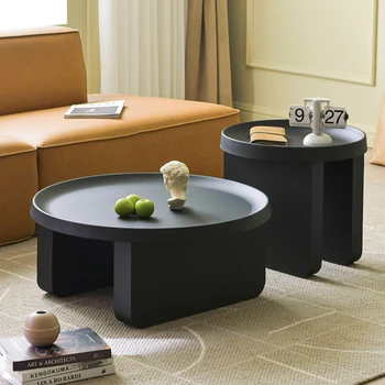 חמוד שחור מודרני קפה שולחן מתכת עגול לבן מינימליסטי עומד שולחן קפה ייחודי נקי באס דה סלון ריהוט הבית