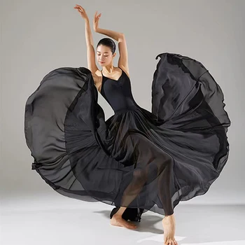 ספרדית שמלת תחפושת צוענייה נשים פלמינגו קלאסית בגדי ריקוד חצי אורך זמן 720 מעלות מחול מודרני ביצועים שמלות