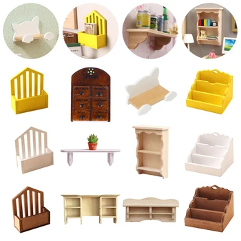 בית בובות מיניאטורי תלייה ארון קיר ארון אחסון מדף מדף 1:12 רהיטים לסלון דגם עיצוב צעצוע