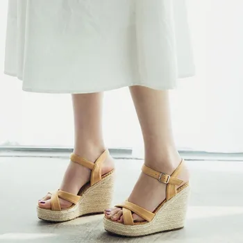 פלטפורמה טריזים סנדלי עור אמיתי מזדמן עקבים 2022 חדש חם מכירה גלדיאטור Sapatos Mulher Sapato Feminino נעליים
