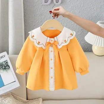 אופנה האביב הסתיו בנות ילדים הנסיכה חולצות טי-שירט שרוול ארוך לתינוק תינוקות רקמה קשת חולצות, חולצה ADK2238