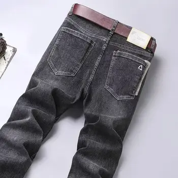 הגעה לניו אופנה קוריאנית יוקרה גברים Workwear הג ' ינס 2023 ישר דנים יוקרה שחור קלאסי אופנת רחוב קאובוי מכנסיים