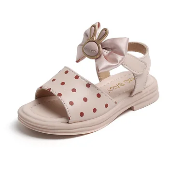 בנות סנדלי קיץ אופנה חדשה נקודה קשת קריקטורה ילדים נסיכה נעלי בנות חוף סנדלים תלמיד נעליים