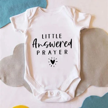 ילד ילדה הבגדים של הקיץ החדשה תפילה שנענתה הדפסה לבן היילוד אוברול אמא לילדים נוח 0-24M בגד גוף לתינוק