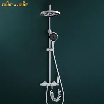 חדר מקלחת thermostatic קבוע גשמים מקלחת לבנה להגדיר לבן טהור מערבל מקלחת אמבטיה חמה וקרה thermostatic מקלחת