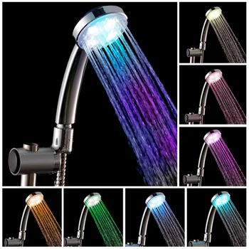 באופן אוטומטי LED 7 צבעים ראש מקלחת הצבע משתנה LED מקלחת אור חיסכון במים ראש מקלחת שירותים Accessorries