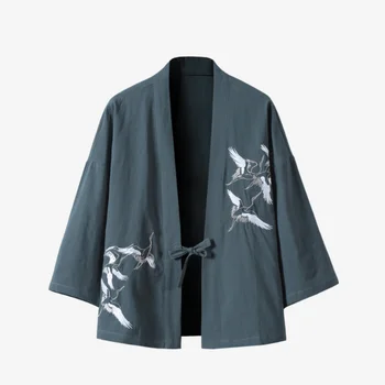 הקימונו בסגנון סיני טאנג חליפת פשתן זן מדיטציה מלומד החליפה גברים מעיל קיץ Hanfu קרדיגן