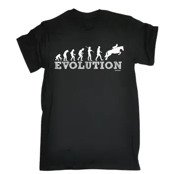 האבולוציה סוס קפיצות חולצה להראות רכיבה רכיבה רכיבה מצחיק מתנת יום הולדת מותג כותנה גברים ביגוד זכר רזה חולצה