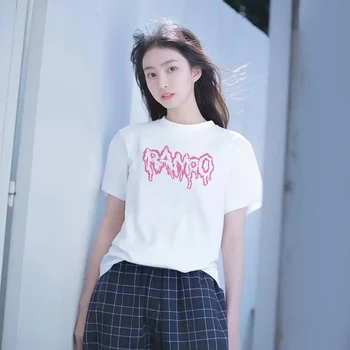 100% כותנה Harajuku נשים החולצה של אוהבי Rampo דפוס מודפס שרוול קצר חולצה של נשים חולצה רופף Y2K העליון Koreanstyle