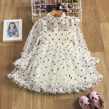 מנוקד גזה שמלת הנסיכה היפה חצאית בנות בגדי קיץ 2023 נער מסיבת es לתינוק תחרה 