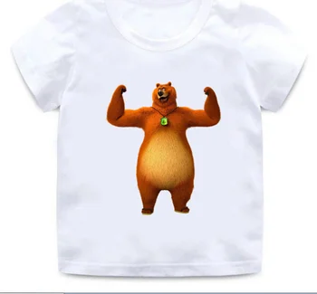 2023 דוב גריזלי ו למינג קריקטורה הדפסה ילדים מצחיק T-ShirtSummer שרוול קצר לילדים מקסימום בגדי ילדות
