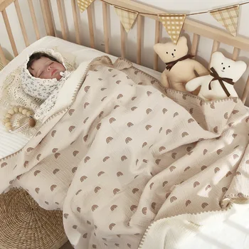 שמיכות תינוק עבור מיטות 4 שכבת כותנה לעטוף בבדים שמיכה מצעים מצעים תינוקות אביזרים היילוד מגבת אמא ילדים.