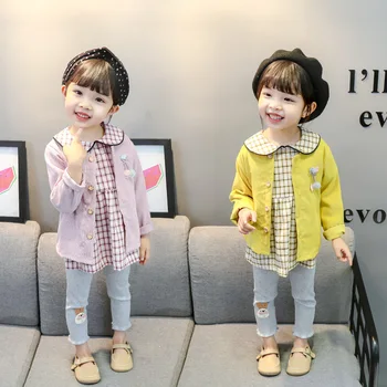 2019 אביב, סתיו סגנון חדש Childrenswear של ילדים קטנים חצאית מעיל שלושת-חתיכת קבוצה של ילדים חותלות להגדיר בנות