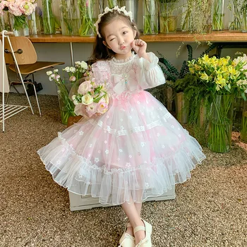 2023 לוליטה שמלת מסיבת עבור ילד ילדה בובה בנות מודפס טול שמלות ילדים טורקית מסוגנן שמלות נשף התינוק הנסיכה בגדים