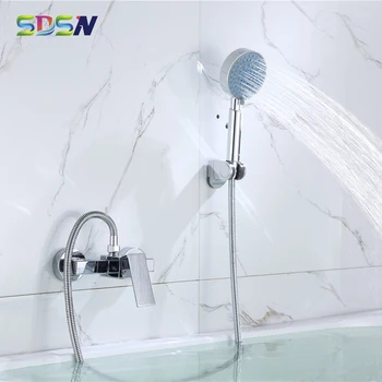 כיכר מקלחת להגדיר SDSN סגסוגת אבץ באיכות מרובע חדר מקלחת ברז כפול חור מערבל מקלחת ברז מרובע אמבטיה ברזים