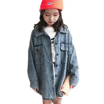 בנות ג 'ינס ג' קט אביב סתיו ילדים מזדמן מעיל ישן סגנון עיצוב המעילים נערות קוריאני ג ' ינס הלבשה עליונה תחפושת 4-13Yrs