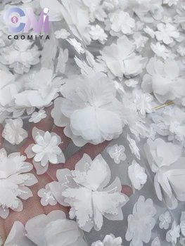 Coomiya לבן 3D פרחים חדשים רישום קלאסי לחתונה בד סדרה רקמה אירופה יוקרה בד באיכות גבוהה