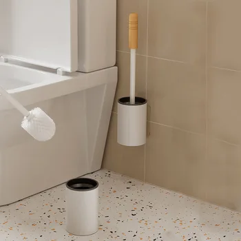 ידית עץ מחזיק מברשת אסלה לבן/ שחור הקיר לאמבטיה לצחצח מדף אביזרי אמבטיה חדר אמבטיה WC מברשת חומרה להגדיר