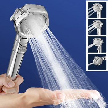 בלחץ ראש המקלחת 4 מצבי לחץ גבוה חיסכון במים לחצן עצור המרסס כף יד מסנן ראש מקלחת אביזרי אמבטיה