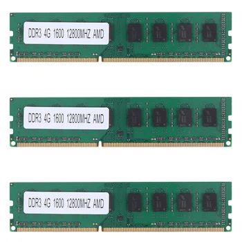 3X DDR3 4GB זיכרון Ram PC3-12800 1600Mhz 1.5 V 240-Pin שולחן העבודה זיכרון DIMM Unbuffered ו-Non-ECC