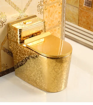 משק הבית יצירתי בסגנון אירופאי עם שירותים הזהב דפוס סופר-ציקלון לשאוב מים-חיסכון וריח עמיד צבע האסלה