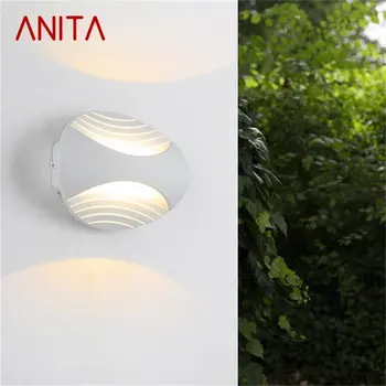 אניטה קיר חיצוני גופי תאורה מודרניים לבן עמיד למים LED מנורת הביתה מרפסת מרפסת וילה חצר