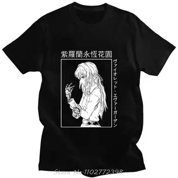 אנימה ויולט Evergarden חולצת טי מנגה יפנית הדפסה קיץ כותנה חולצת מזדמן רופף ספורט גברים החולצה הענקית אופנת רחוב