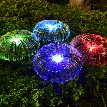 LED סולארית סיבים פטריות אור חיצוני זוהר מדוזה אור חצר וילה קישוט הדשא אור