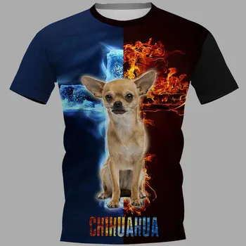הי חיה חולצות 3D גרפי אש ושל קרח חיות כלבים צ ' יוואווה חולצה אופנה Pullovers מקסימום Harajuku אופנת רחוב