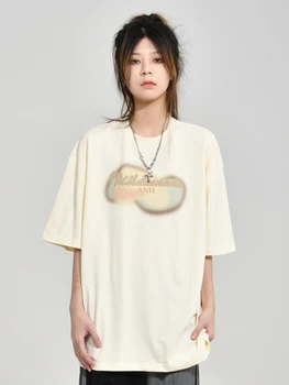 עצלן סגנון חולצות מכתב הדפסה או צוואר השרוול הארוך מזדמנת חופשי Y2k מקסימום בקיץ Harajuku בציר אופנה נשים Clother 2023