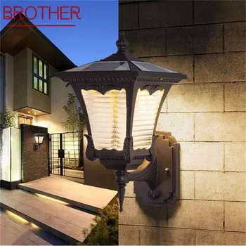 אח קיר חיצוני-תאורה סולארית מודרני עמיד למים LED פטיו מנורת קיר של מרפסת מרפסת חצר וילה במעבר