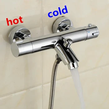 חדר מקלחת ברז מפל מקלחת ברזים Thermostatic ערבוב שסתום Thermostatic מערבל מקלחת תאום לשקע מקלחת ברז