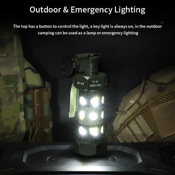 קמפינג תחת כיפת השמיים אור טקטי M84 רימון דמה הישרדות מהבהבים מנורת LED חיקוי מודל Cosplay אביזרי קוספליי צבאי הילוכים
